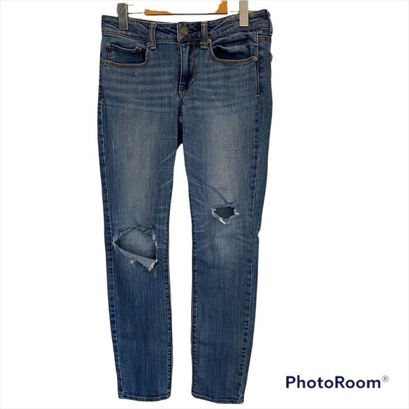 American eagle skinny stretch ripped jeans size 6 regular - Picture 1 of 8